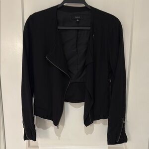 Talula Black Jacket Asymmetrical Waterfall Design